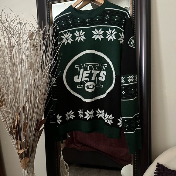 Jets Green and White Men's Sweater Size Large - Picture 1 of 4